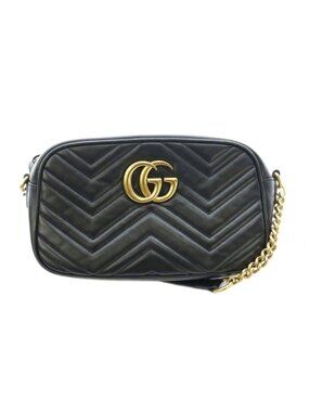 Gucci GG Marmont Small Camera Bag Chain Leather Interlocking Logo Bicolor Black